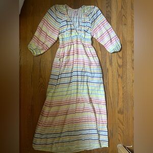 Tuckernuck Banjanan $429 maxi summer party rainbow dress frock XS